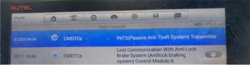 mã lỗi B13D3 PATS Transmitter