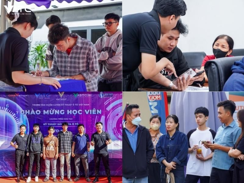 học viên cùng quý phụ huynh lớp Kỹ thuật sửa chữa ô tô toàn diện K15 check-in
