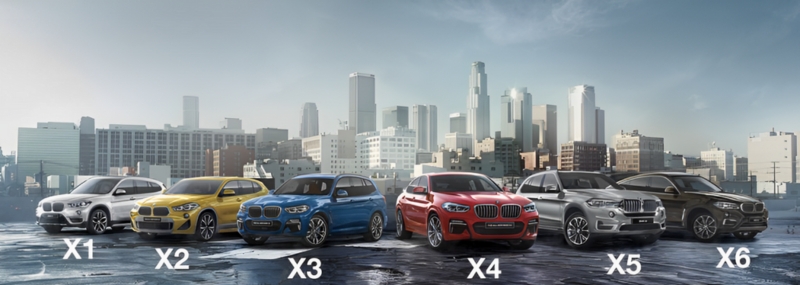 các dòng xe bmw X1 - X2, X3 - X4 và X5 - X6