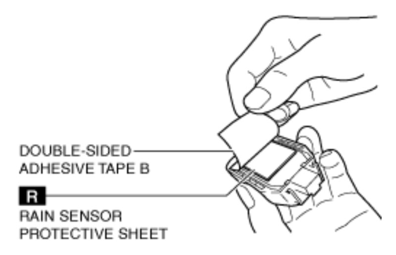 bóc lớp băng dính hai mặt B ra khỏi tấm bảo vệ cảm biến mưa