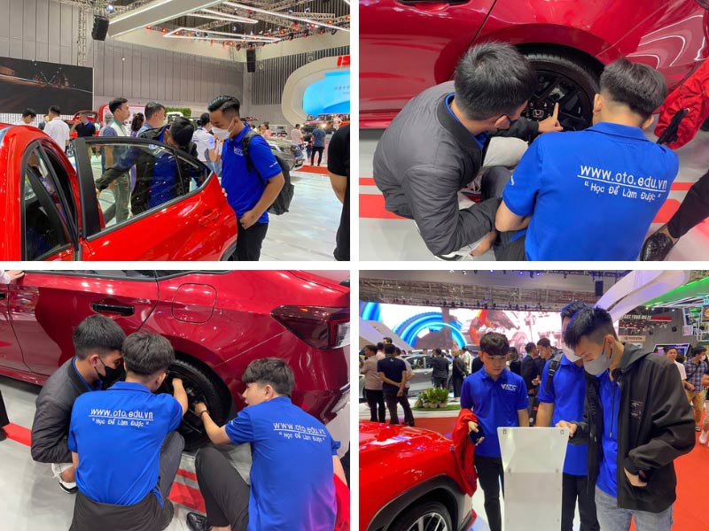 học viên vatc tham quan gian hàng của honda