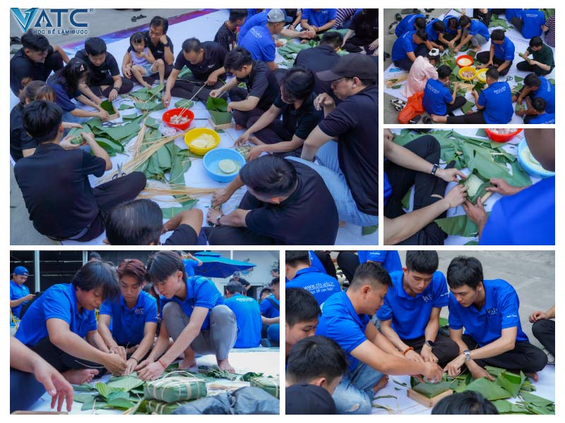 những chiếc bánh chưng vuông vắn được ra lò