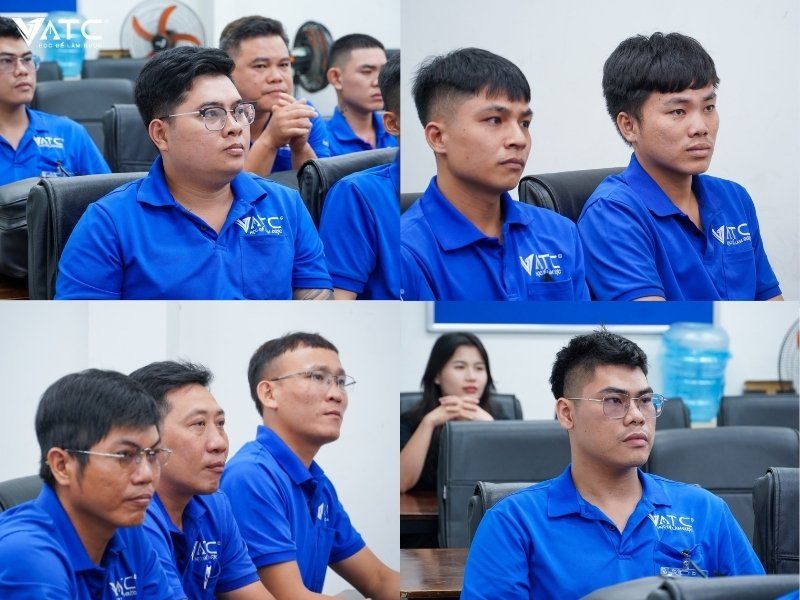 khoảnh khắc xem video kỷ yếu trong buổi lễ Tốt nghiệp lớp Hộp số tự động nâng cao K5