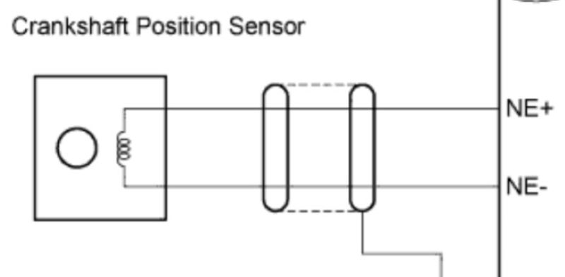 hình 5. Sơ đồ nguyên lý cảm biến vị trí trục khuỷu loại điện từ trên xe Toyota