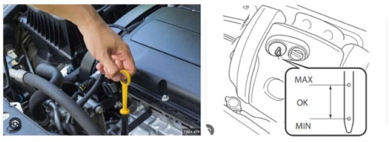 Đầu tiên kiểm tra xem mức nhớt máy có đủ hay không