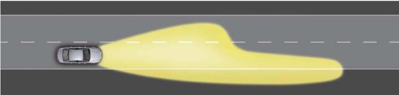 Lái xe với chùm tia của đèn cốt