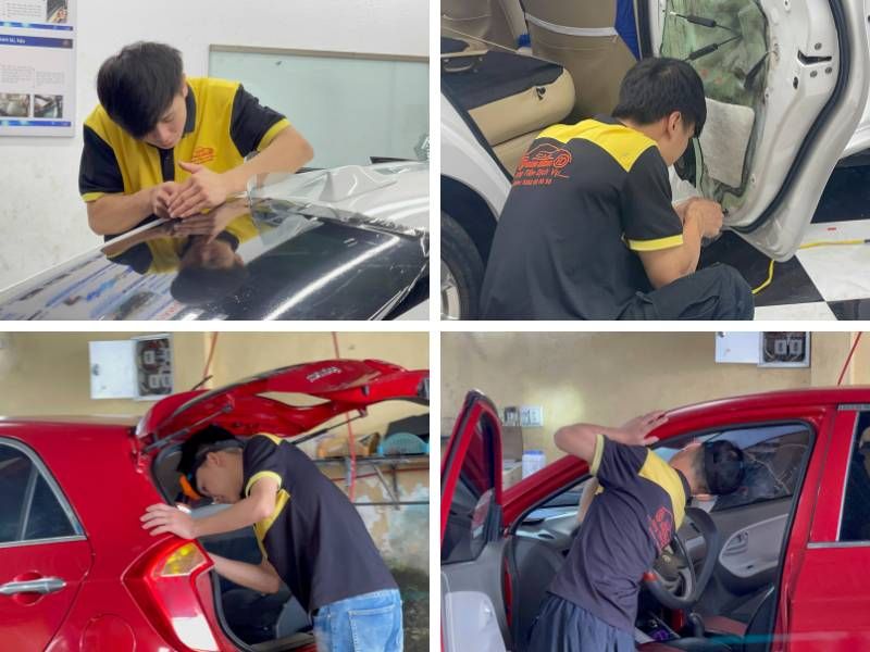 Đội ngũ anh em thợ đang làm việc tại Garage Hoàng Dương