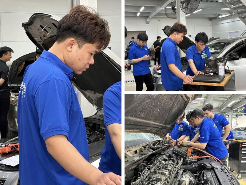 Hình ảnh anh Hải khi học Điện ô tô K38 tại trung tâm VATC