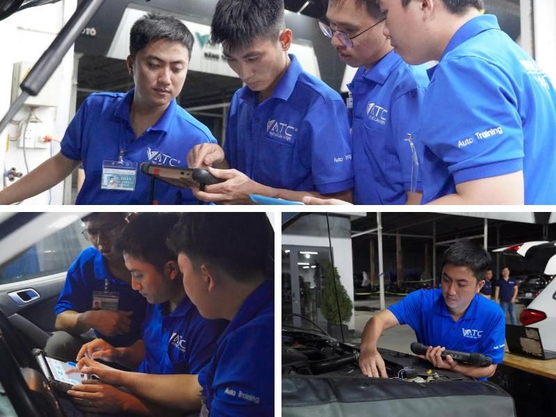 hình ảnh anh học lớp Kỹ thuật chẩn đoán ô tô hiện đại K32