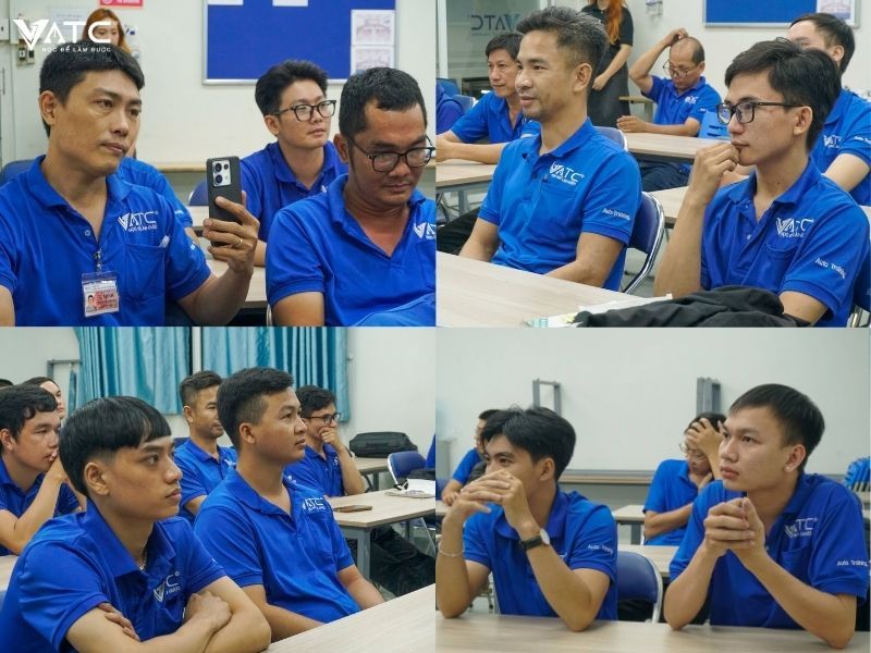 khoảnh khắc xem video kỷ yếu trong buổi lễ Tốt nghiệp lớp EVK4