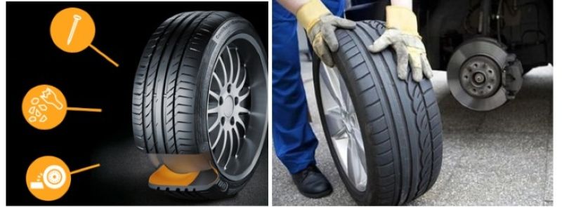 Lốp Runflat khi bị dị vật sắc nhọn đâm thủng
