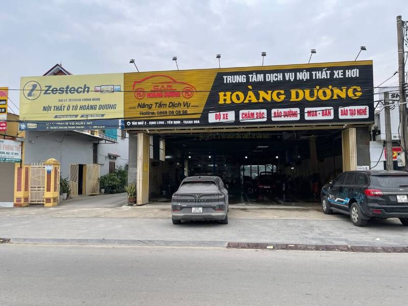Trung tâm dịch vụ nội thất xe hơi Hoàng Dương tại địa chỉ Tân Ngữ 2, Định Long, Yên Định, Thanh Hóa