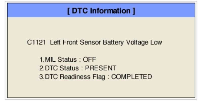 Màn hình chẩn đoán mã lỗi C1121