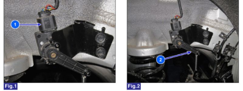 Vị trí cảm biến chiều cao thân xe và thanh liên kết