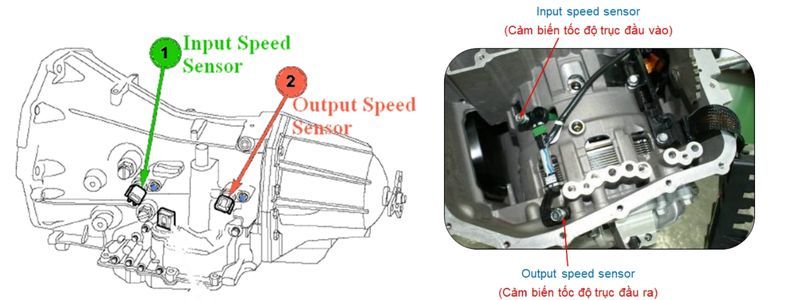 Vị trí lắp đặt căm biến tốc độ trục đầu vào hộp số