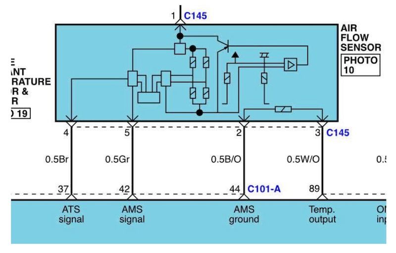 Hình 10. Sơ đồ thực tế của cảm biến MAF trên xe Carens 2008
