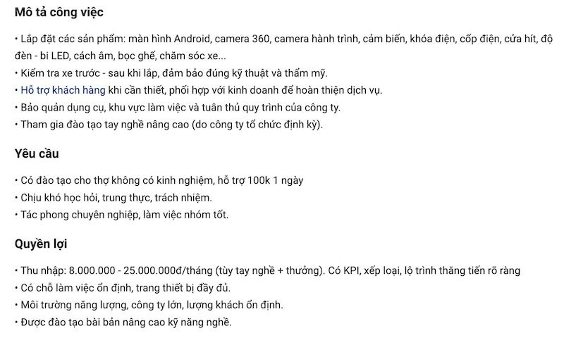 nghề lắp đặt đồ chơi xe hơi lương bao nhiêu